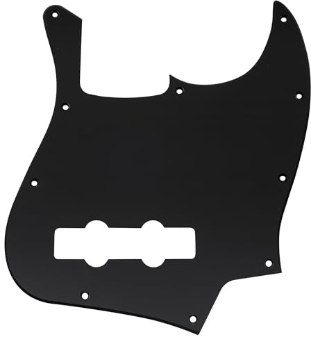 Musiclily Pro 10 Löcher J Bass Pickguard Schlagbrett 1-lagig Mattschwarz | für 4-Saiter Fender American/Mexican Standard Jazz Bass
