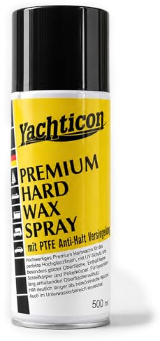 Yachticon Premium Hard Wax Spray mit PTFE Anti Haft Versiegelung 400ml, Langzeitschutz für GFK und Lacke an Boot, Auto, Caravan, Sprühwachs schützt vor UV Strahlung, Salz und Algenbefall