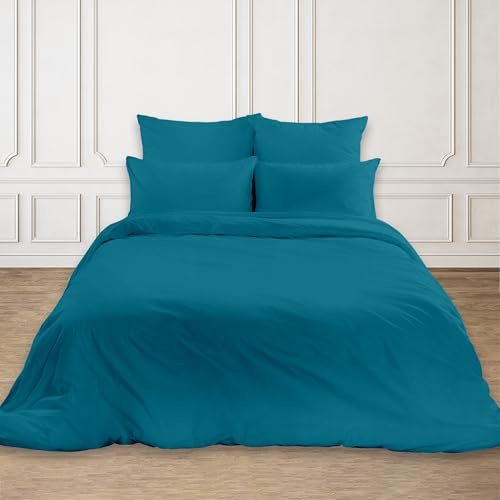 Rohi Easy Care plain King Size Duvet Cover set – Soft & Breathable Teal Bedding Set – Button Closure – Anti Allergy Quilt Cover Set with Pillowcases (King, Teal)