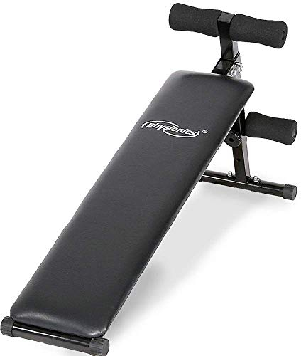 Physionics® Sit Up Bank mit Beinfixierung - klappbar, 4-fach verstellbar 51-63 cm, aus Stahl - Bauchtrainer, Trainingsbank, Rückentrainer, Bauchbank, Fitnessbank, Workout Bench für Bauchtraining