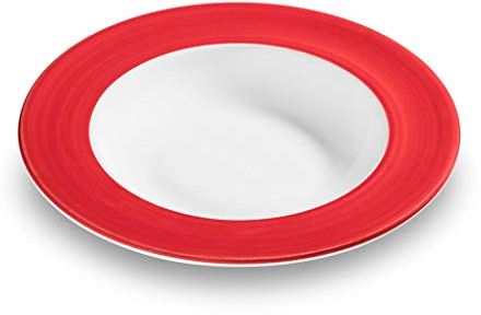 GMUNDNER KERAMIK Assiette creuse Gourmet Diamètre : 24 cm Variation Rouge rubis Vaisselle faite main en Autriche