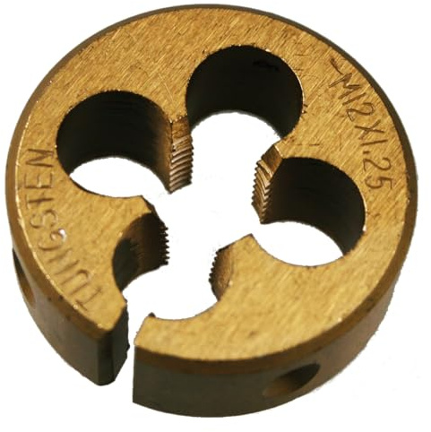 SW-Stahl 02370L-1 Schneideisen M12 x 1,25 TiN - HSS Wolframstahl | Rundschneideisen für metrisches ISO-Feingewinde, Titan-Nitrid beschichtet, 62 HRC Härte, ideal für Stahl und Edelstahl