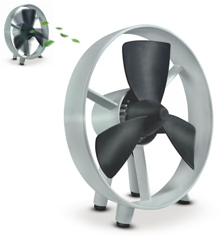 Fishtec - Ventilateur de Bureau Souple et Silencieux - 3 Pales Flexibles - Flux d'Air Réglable - Format Compact - Idéal Maison Bureau Télétravail - Faible Consommation