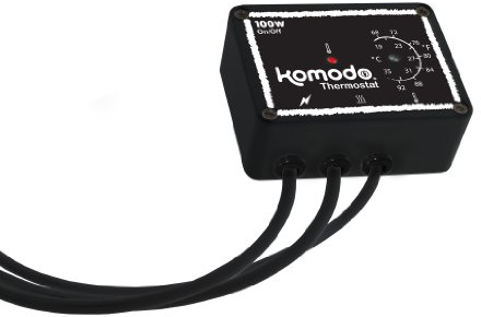 Komodo Thermostat Adjustable Tamper Resistant Dial with Audible & Visual Indicator Reptile Terrarium Vivarium Temperature Control 100W