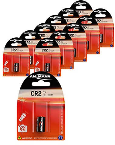 ANSMANN CR2 3 V litiumbatteri för garagedörröppnare, larmsystem, mätare - 5020022 (förpackning med 12)