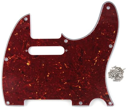 FLEOR 8-Loch 4-lagig Rote Schildpatt Shell TL Pickguard Single Coil Neck Hole Schnittschutzplatte mit Befestigungsschrauben für den Austausch von US/Mexiko Standard TL TE Plate