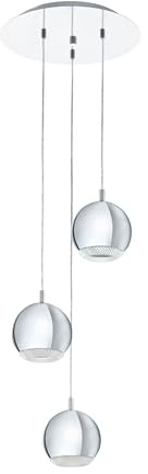 EGLO LED Pendelleuchte Conessa, 3 flammige Hängelampe | Hängeleuchte aus Metall und Kunststoff, Esstischlampe in Chrom, Klar, Wohnzimmerlampe hängend mit GU10 Fassung