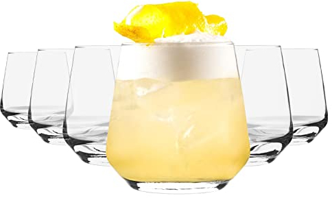 Argon Tableware Tallo Glassware Set of 6 Tumbler Glasses - 345 ml Transparent Glasses for Water, Whiskey, Cocktails, Juice, Beer, and Non-Alcoholic Beverages - Durable Straight-Walled Glassware