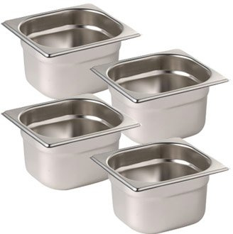 Vogue Bac Inox GN 1/6 avec Couvercle - Lot de 4