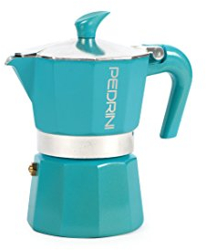 Pedrini Glitter Caffettiera, Alluminio Verniciato, Azzurro, 3 Tazze