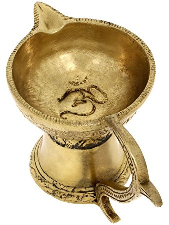 Zap Impex® Lámpara de aceite hecha a mano de latón, simple Diya con asa, 12,7 cm
