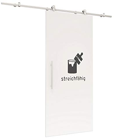 inova Holz-Schiebetür streichfähig offene Schiene 900 x 2065 mm Komplett-Set mit Lauf-Schiene und Stangengriff inkl. Softclose