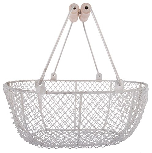 Secrets du Potager Panier traditionnel en fil métallique pour fruits, fleurs et légumes 38 x 27 cm