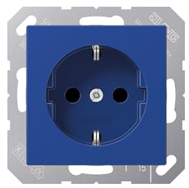 Jung Schuko Steckdose 16 A 250 V Bruchsicher Serie A Blau, 1 Stück, A 1520 BF BL