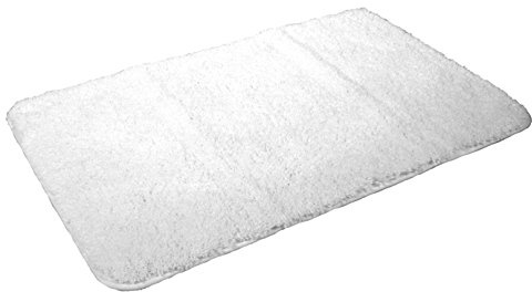 Kinzler J-10008/00 hochwertige Mikrofaser Badematte Uni, 80x150 cm, flusenfrei, pflegeleicht, Weiss