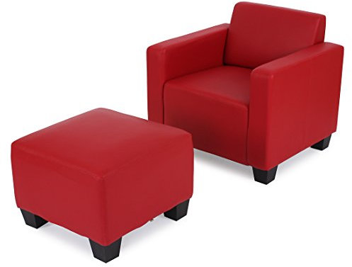 Mendler Modular Sessel mit Ottomane Lyon, Kunstleder - rot