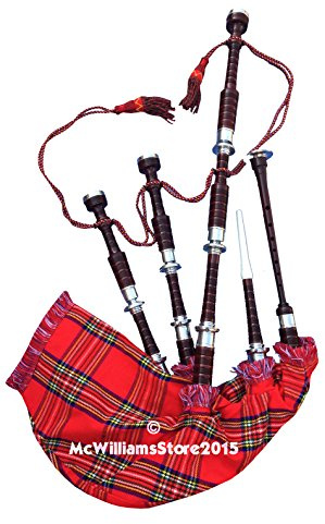 McWilliams PROFESSIONAL SCOTTISH HIGHLAND BAGPIPE NATURAL FNS MOUNTS RS TARTAN AND BAG