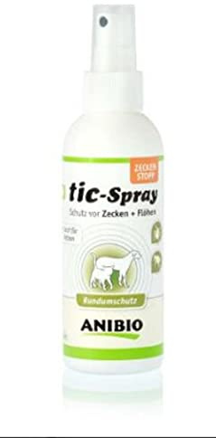 Anibio tic Spray 150ml | Schutz vor Zecken | Flöhe | Milben | Mind. 3 Tage wirksam | für Hunde und Katzen | Wasserfest | ohne Alkohol | ticspray