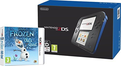 Nintendo Handheld Console 2DS - Black/Blue with Disney Frozen: Olaf's Quest (Nintendo DS)