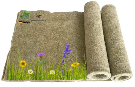 pemmiproducts Nagerteppich aus Hanf, 120 x 50cm, ca. 5mm dick, 2er Pack | Nagermatte, Hanfmatte für Kaninchen,Meerschweinchen, Nager,hemp mat