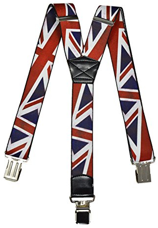 Olata Men's Heavy Duty Printed Y-Shape Braces/Suspenders, 4cm - GB Flag A