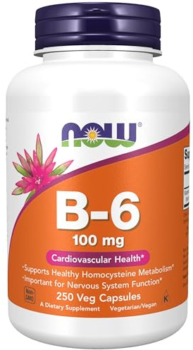 NOW Supplements, Vitamin B-6 (Pyridoxine HCl) 100 mg, 250 Veg Caps