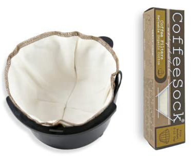 CoffeeSock ’The Original’ Reusable 100% Organic Cotton Coffee Filters - 2 pack Basket Filters 6-12 cup fit | Coffee Sock Cloth Coffee Filter | Organic Cotton Alternative – Zero-waste & Eco-Friendly