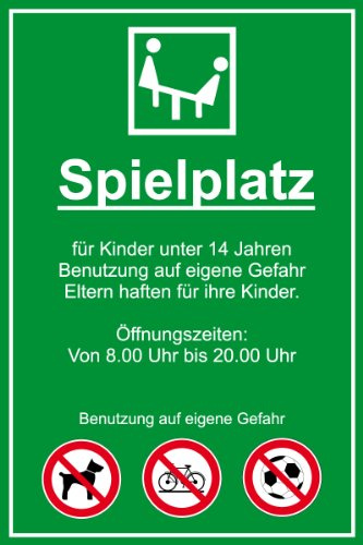 Spielplatzschild Spielplatzordnung aus Aluminium - in verschiedenen Größen erhältlich