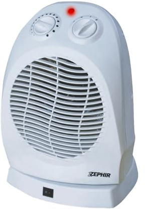 Zephir, Termoventilatore Oscillante Potenza 2000W, Termostato regolabile, Protezione Anti Ribaltamento, Antisurriscaldamento, Spia luminosa, Colore Bianco