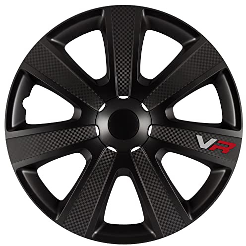 AutoStyle 4er Set Radzierblenden VR 14-Zoll Schwarz/Karbon-Look/Logo
