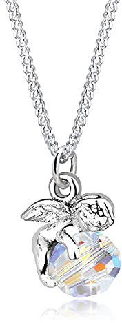 Eli Collier Femme Pendentif Ange Noble avec Cristaux en Argent Sterling 925 s
