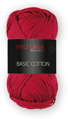 Prolana Basic Cotton - 50G - Farbe: 38, Kirschrot (33 Farben Erhältlich)