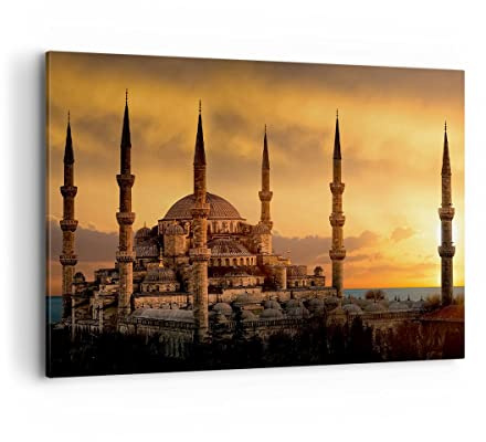 ARTTOR Leinwandbild 100x70cm Wandbild Architektur Städte - 2846 | Westen Sonnen Istanbul Groß Wanddekoration Wohnzimmer Schlafzimmer Küche Wanddeko Wand Kunstdruck Wandkunst Wall Decor ARTTOR