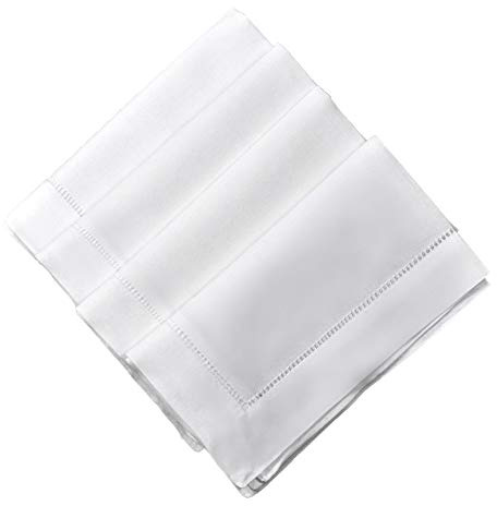 Weiße Bettwäsche Hemstitched Dinner Servietten - 4er Set 18 X 18 Leiter Saum nähen Stoff Serviette