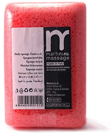 martini SPA - Massage Natural - Spugna soft touch in poliuretano, forma rettangolare, 14.3x9.5x5.5 cm, colore assortito casuale, 17g, 1 unità