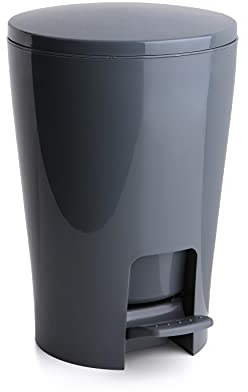 TATAY Cestino Bagno con Pedale Diabolo 5L | Secchio Interno con Manico | Design Pratico e Facile da Pulire | Plastica di Alta Qualità e Resistente | 19 x 21 x 28,2 cm – Grigio