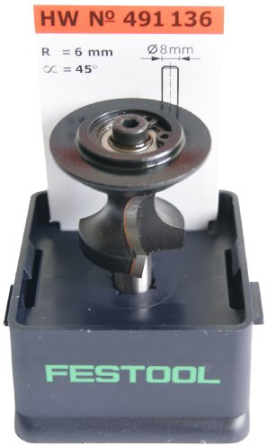 Festool 491136 Abrund- Fasefräser HW Schaft 8 mm D24 R6 45° (mit Anlaufkugellager)