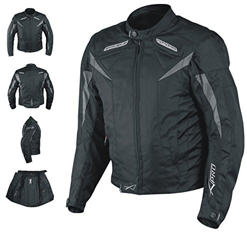 A-Pro Veste de moto avec protections homologuées CE et doublure thermique noir S