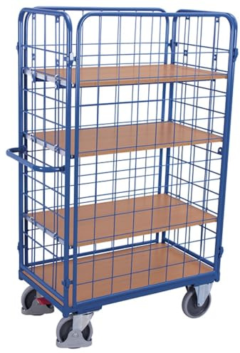 Etagenwagen, 4 Gitterwände, 4 Ladeflächen, Ladeflä che LxB 1200x800 mm, LxBxH 1389x847x1816 mm, Tragl