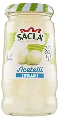 Saclà, Acetelli, Cipolline All'Aceto di Vino, Ideali per Aperitivo, Antipasti e Insalate, Vaso Vetro, 300g (180g sgocciolato), Confezione da 12 pezzi