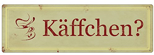 Interluxe METALLSCHILD Shabby Vintage Blechschild KÄFFCHEN? Küche Kaffee Café Deko Geschenk