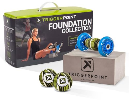 TRIGGERPOINT Foundation Massage Kit mit 2 x Massageball, 1 x Fussroller, 1 x Baller Block, Gezielte Muskelentspannung, Massagegeräte, Grün