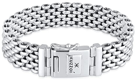 Kuzzoi Silberarmband Herrenarmband aus massivem 925 Silber Breite 18 mm
