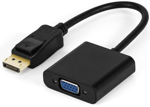 Display Port a VGA adaptador convertidor 1080p, femoro DisplayPort DP a VGA adaptador macho a hembra conector para Dell HP Lenovo ASUS Chromebox en negro