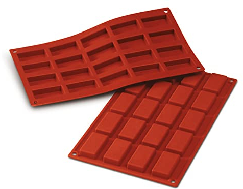 silikomart | SF025 Moule en silicone pour monoportions, antiadhésif, 20 moules, paquet de 1 Moule à gâteau, 49 x 26 mm, h11 mm, Made in Italy