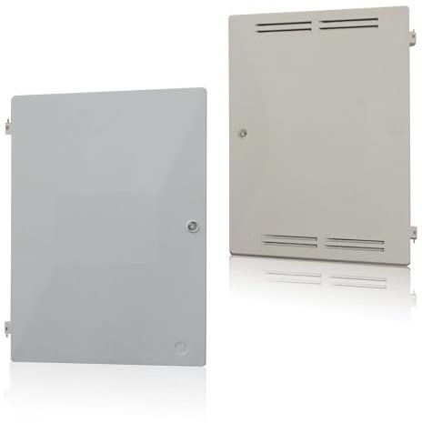 Pair of Universal Meter Box Doors - 15 x 21.5 (380mm x 550mm) - Glass Reinforced Polyester (GRP) - Includes Latch, Key & Hinge Pins - White - IGT Approved - Repair My Meter Box