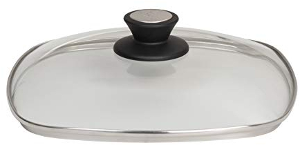 SKK 0472 Sicherheitsglasdeckel mit Edelstahlrand, eckig, 28 x 28 cm, passend für Titanium 2000 Plus Serie, hitzebständiger Deckel