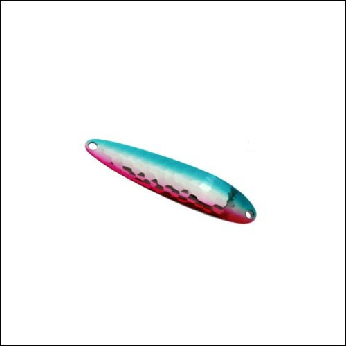 TIEMCO #205 Spoon, Lightning Wobbler, 2.5 inches (63 mm), 0.5 oz (14 g), Hammered Silver/Blue/Red