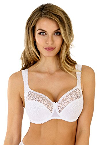 Rosme Lingerie gepolsterter Halbschalen-BH für Damen, Kollektion Annija, Weiß, Größe 85G