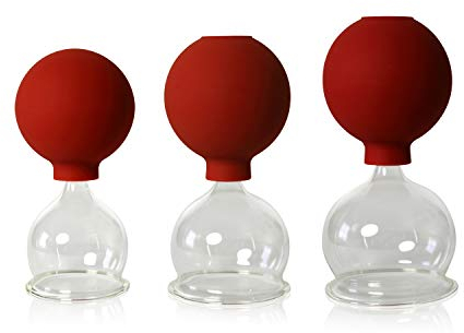 Lauschaer Glas Schröpfgläser 3er Set mit Ball 45-55-65mm zum professionellen, medizinischen, feuerlosen Schröpfen mundgeblasen, handgeformt, Glas, medizinische Behandlung